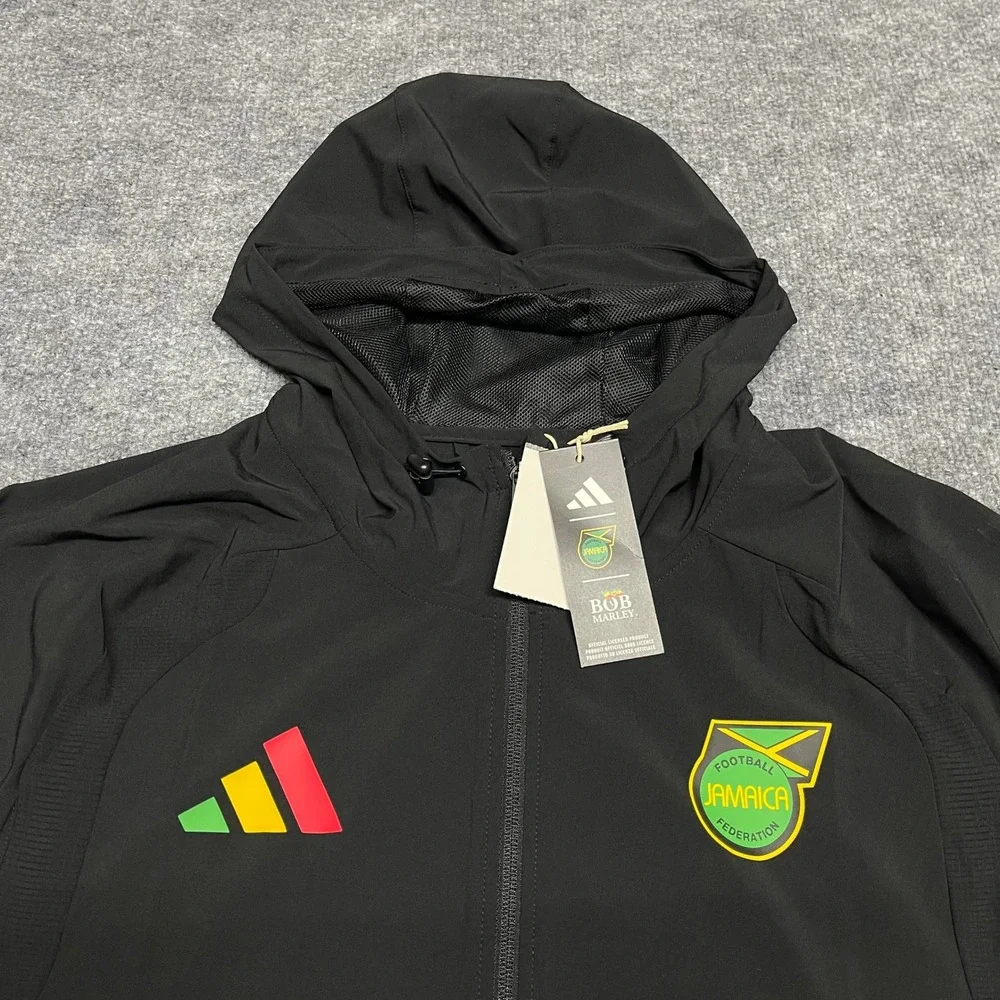 Jamaica Jacket Mens XL Black Bob Marley Football is Freedom Adidas Windbreaker